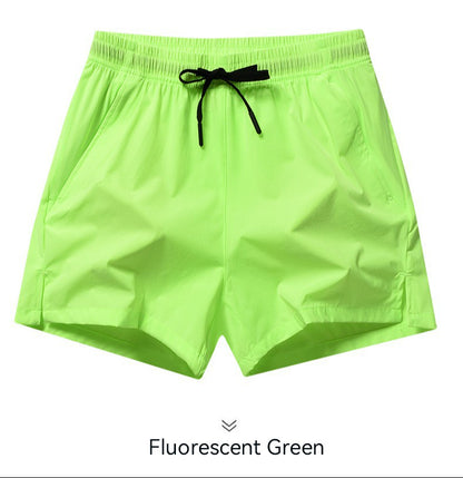 1pcs Summer Men Ice Silk Shorts Quick Drying Running Gym Pants Homme Surf Ventilate Drawstring Casual Outdoor Sport Couple Short