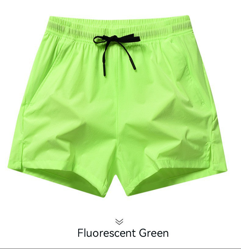 1pcs Summer Men Ice Silk Shorts Quick Drying Running Gym Pants Homme Surf Ventilate Drawstring Casual Outdoor Sport Couple Short