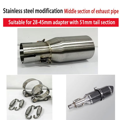 Motorcycle Modification Exhaust Pipe Exhaust Middle Section 28 30 32 33 35 38 40 42 45mm Adapter 51mm Exhaust