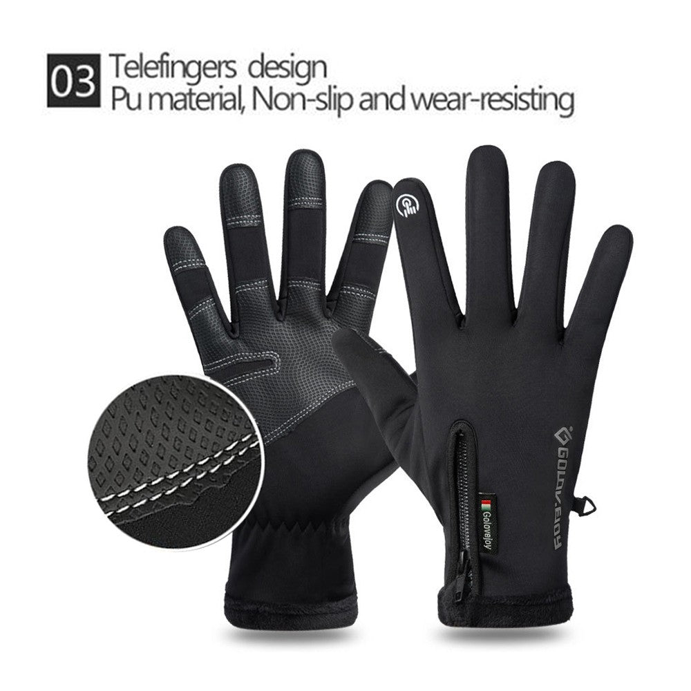 Luvas de Motocicleta Inverno Térmicas Forradas com Lã Inverno Pele Amigável Ciclismo Impermeável Antiderrapante Tela Sensível ao Toque Luva de Esqui Quente