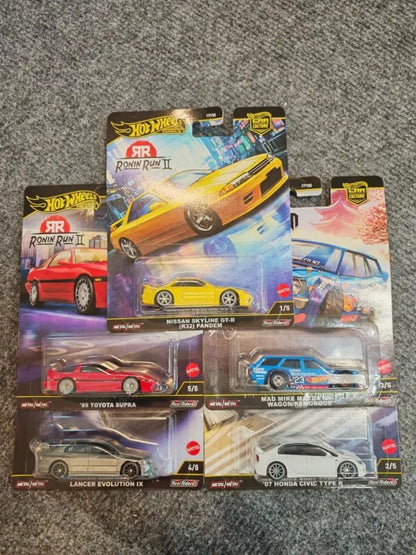 Original Hot Wheels Premium 1/64 Car Culture Ronin Run 2 Gold Label Car Honda Mazda Nissan Toyota Fpy86 Brinquedos de Veículos Fundidos Presente