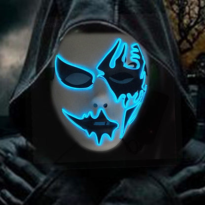 LED Hand-painted Mask Halloween Carnival Masquerade Cosplay Horror Accessory Men's Mask Weird Face Mask Glowing Mascara Disfraz