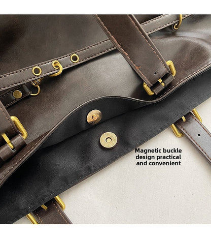 Retro Big PU Leather Shoulder Bag for Women 2025 Winter Trend New Y2K Fashion Handbags Females Travel Luxury Tote Bag  bolsas