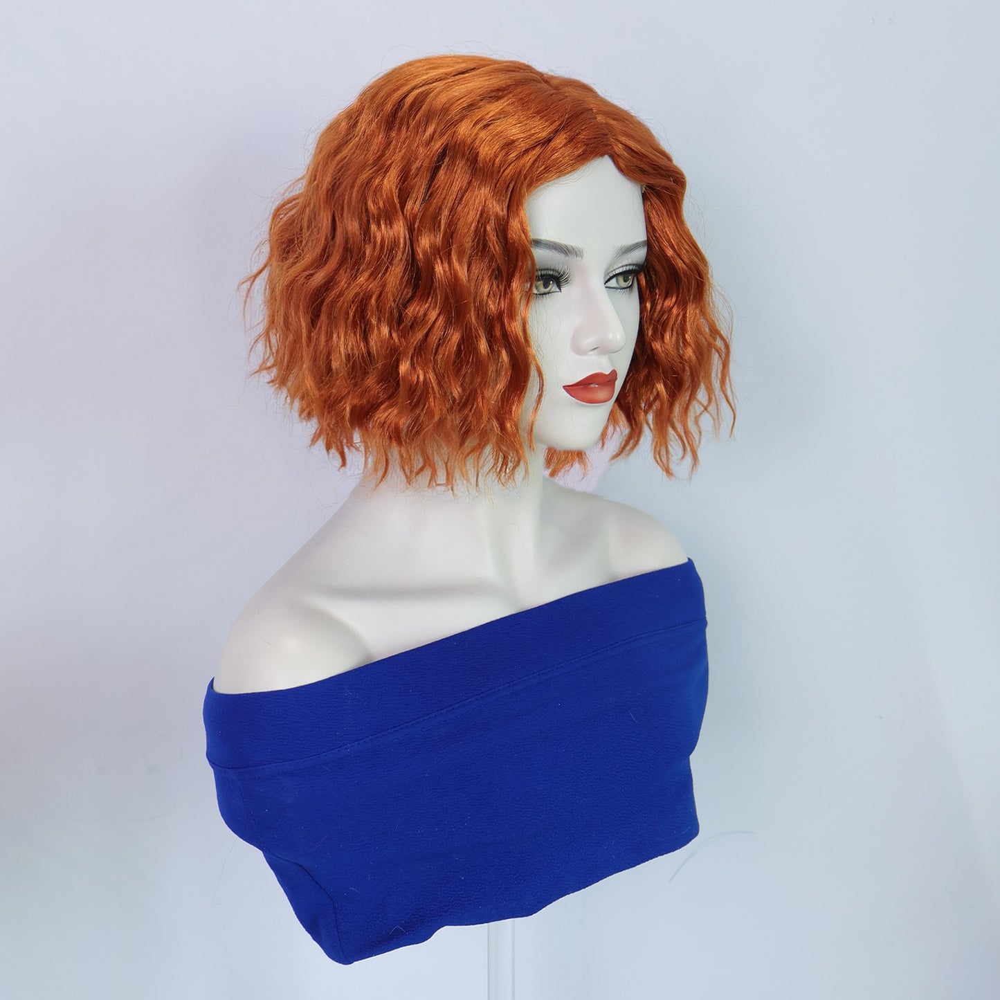 Orange Bob Wig, Fashion Short Curly Synthetic Ginger Hair for Anime Cosplay Wig for Christmas Thanksgiving Day Dress Up Wig