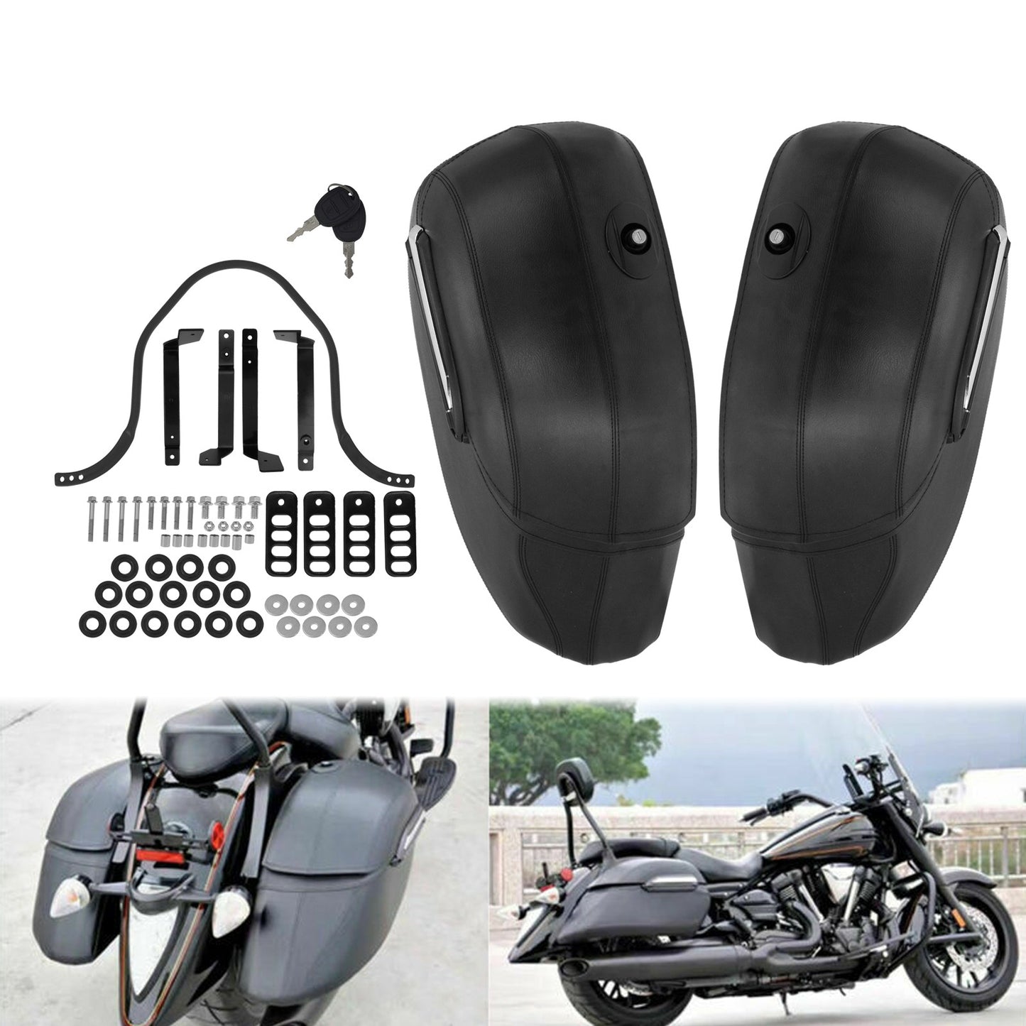 Malas Laterais Rígidas Universais para Motocicleta 42L Baús Clássicos Bagagem de Montagem para Harley para R1200GS R1250GS DS400 Shadow 400 750