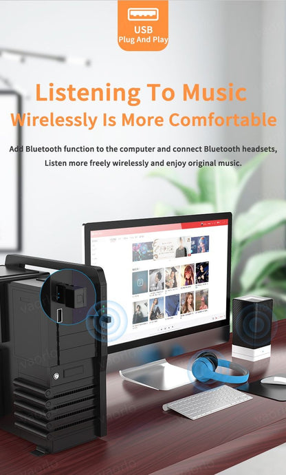 Transmissor de áudio sem fio Bluetooth óptico USB 2 em 1 Adaptador de transmissor de áudio de baixa latência para TV PC Adaptador de áudio sem fio USB
