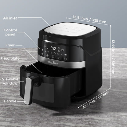 Fritadeira de ar 8 em 1, 6 litros, Forno elétrico de fritura quente sem óleo, Assar, Grelhar, Cozer, Desidratar e Manter os alimentos aquecidos, 120V
