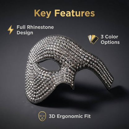 Half-Face Ballroom Mask DIY Handmade Rhinestone High-End Eyeshade Carnival Party Holiday Performance Prop Mask
