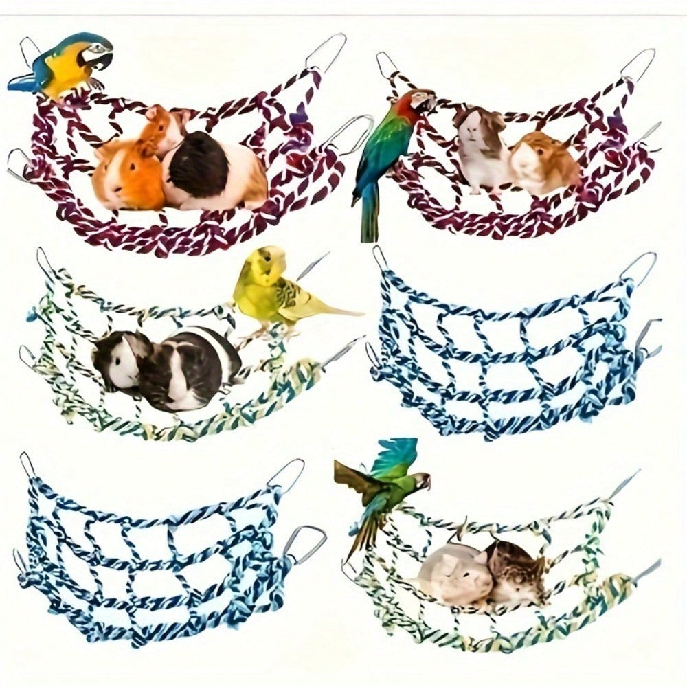 1 pç. Rede de Hamster para Animais de Estimação, Cama Trançada Resistente para Pequenos Pets, Papagaios, Porquinhos-da-Índia, Brinquedo Divertido para Pendurar e Dormir
