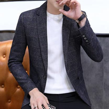 The 2025 autumn checkered suit jacket is a stylish, cool, casual, business and trendy Korean-style fitted suit jacket top
