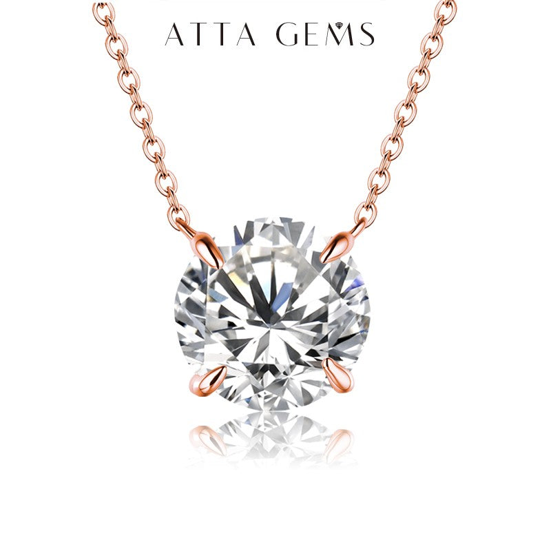 Colar de Moissanita com Diamante 6,5mm 1CT para Mulher Pingente Prata 925 Colar Feminino Correntes Festa Noiva Joias Finas