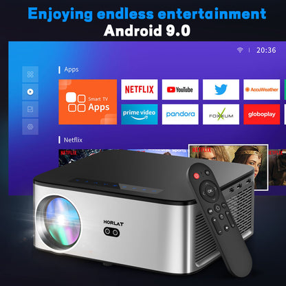 HORLAT 35000Lumens LCD Projector Beamer 8K Support 1080P Native Android Dual Band Wifi 6 Auto Focus Keystone Office Home Theater