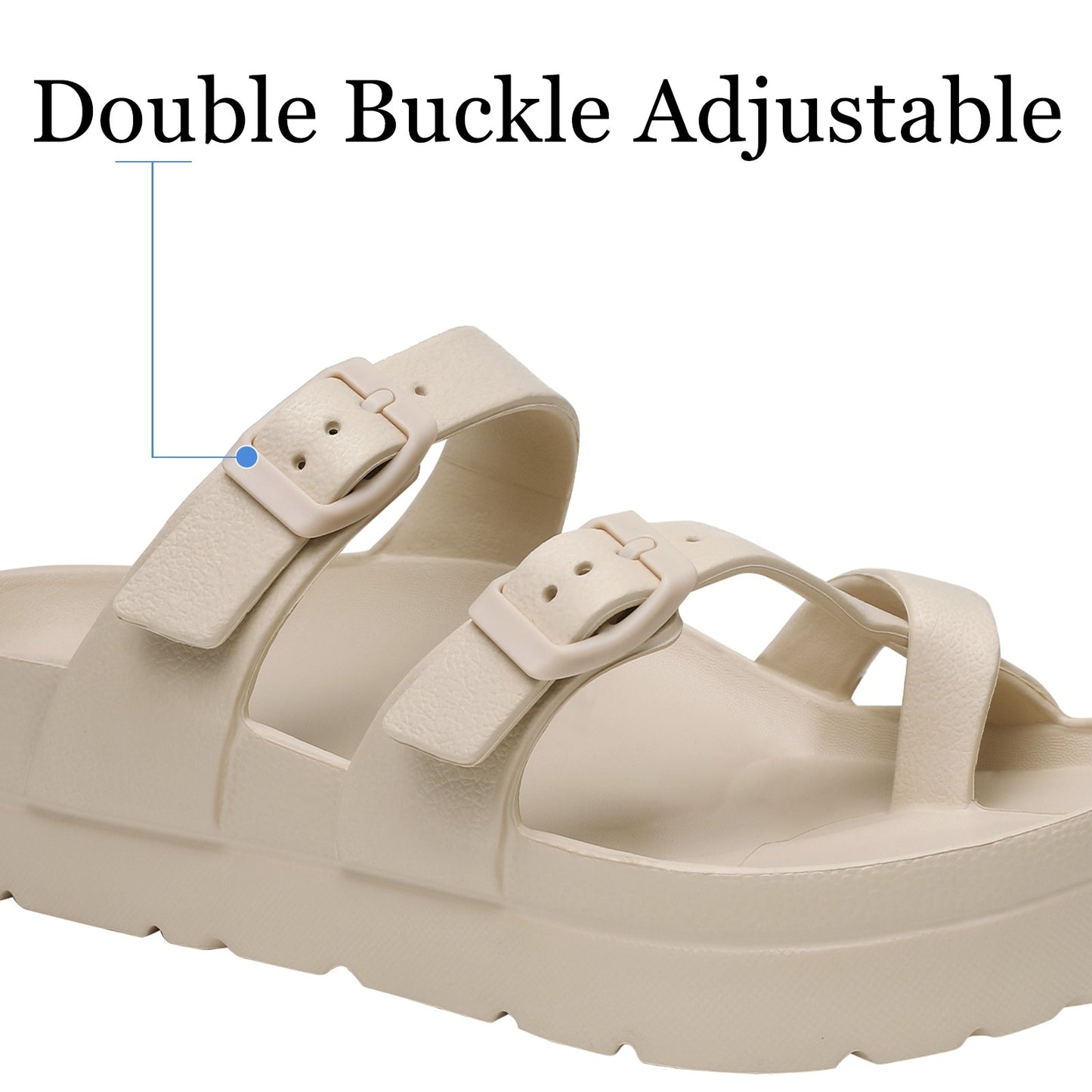 Shevalues Comfy Casual Women Slippers With Adjustable Buckle Soft Outdoor Beach Sandals Fashion Shoes Platform Women Sandals