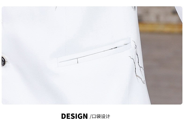 Men's Printed Small Suit Male Korean Version of The Self-cultivation Stand-up Collar Chinese Tunic Casual Suit Thin Jacket Youth
