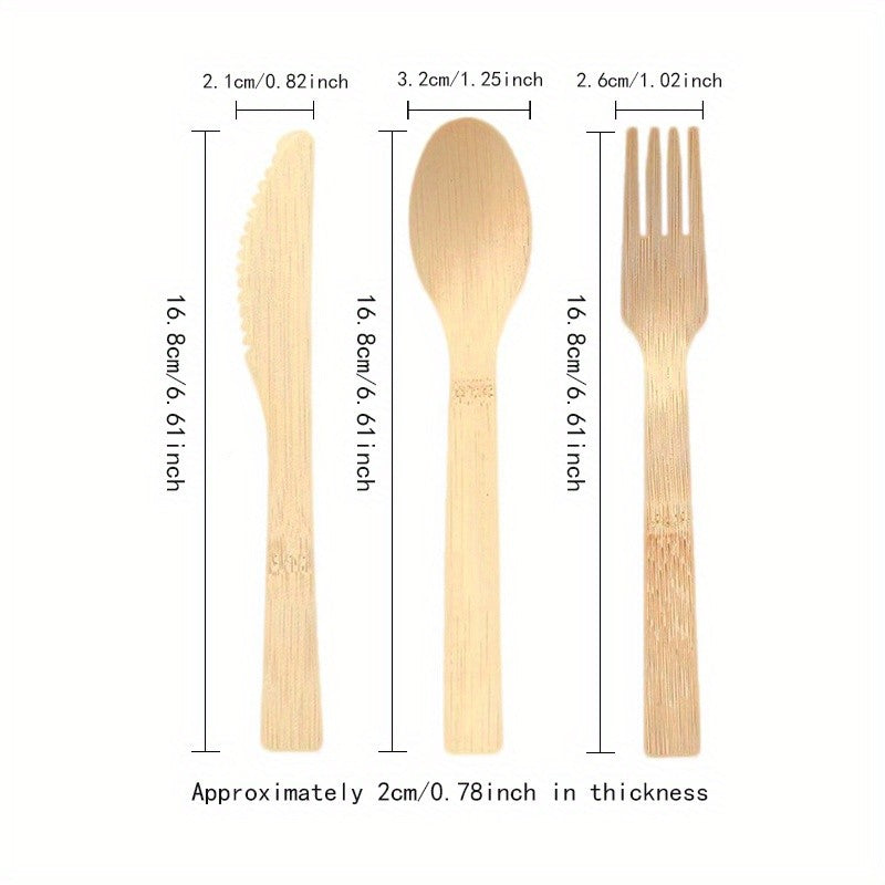 50/100Pcs Bamboo Spoon Fork Knife Natural Disposable Bamboo Tableware Set Forks Spoons Knives Party Wedding Bamboo Tableware