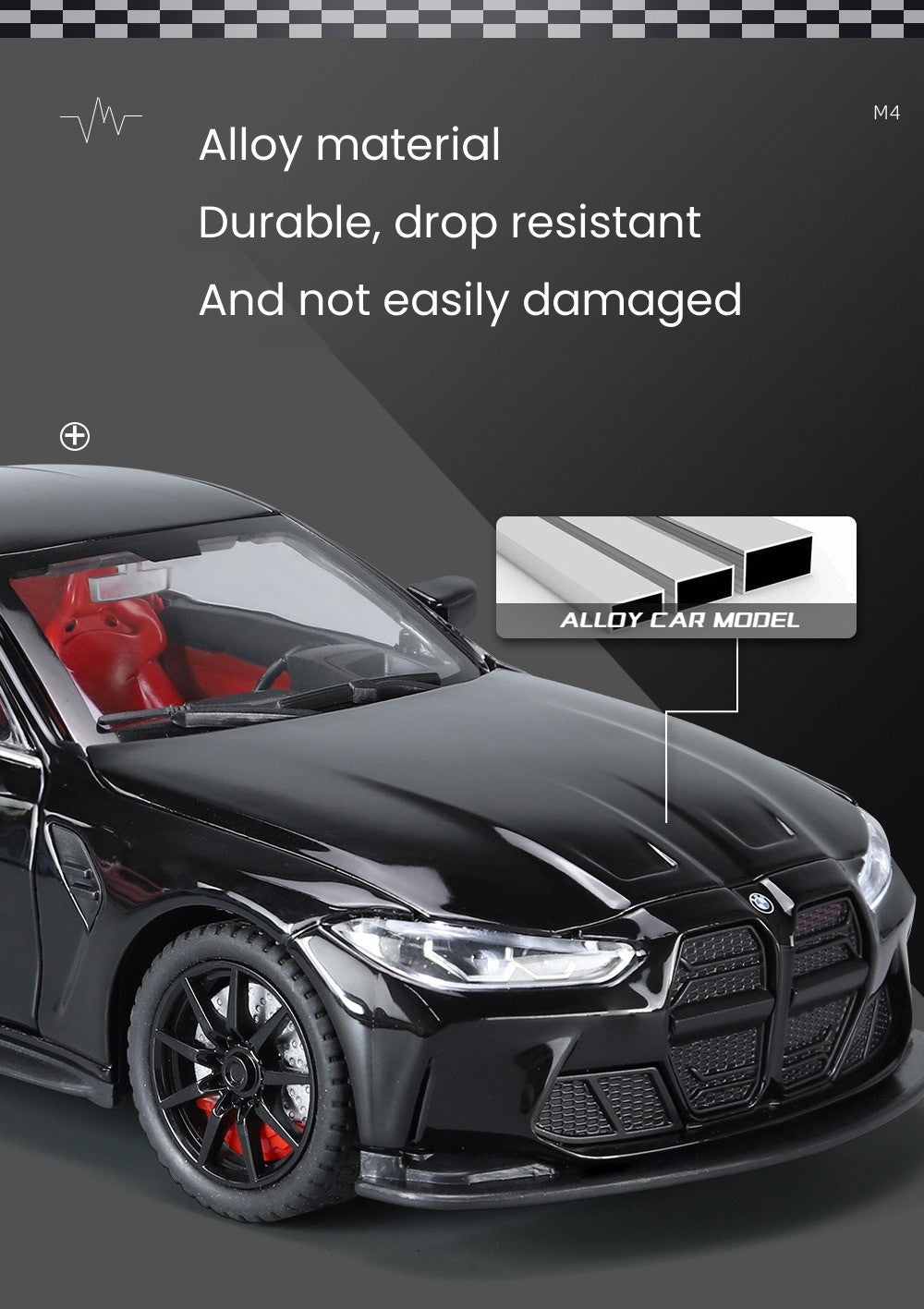 1:24 BMW THE M4 IM Liga Minicarro de Metal Fundido Escala Modelo de Carro Som?Luz Simulação Coleção Brinquedo Infantil Veículo Presente