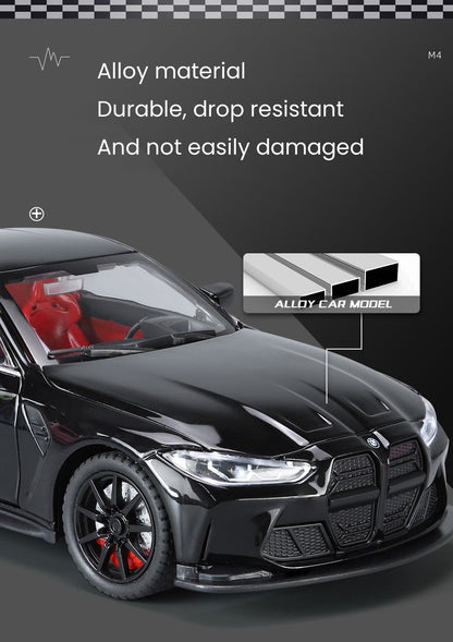 1:24 BMW THE M4 IM Liga Minicarro de Metal Fundido Escala Modelo de Carro Som?Luz Simulação Coleção Brinquedo Infantil Veículo Presente