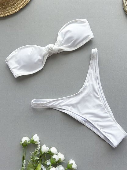 Bandeau Knotted Brazilian High Cut Bikini Women Swimwear Female Swimsuit Two-pieces Bikini set Bather Bathing Suit Swim K5930