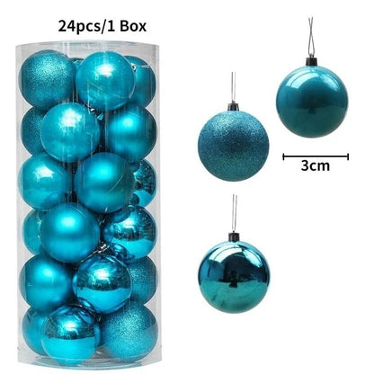 24Pcs 3cm Christmas Balls Christmas Tree Decoration Xmas Hanging Tree Pendants Home Party Christmas Tree Decor New Year Gifts