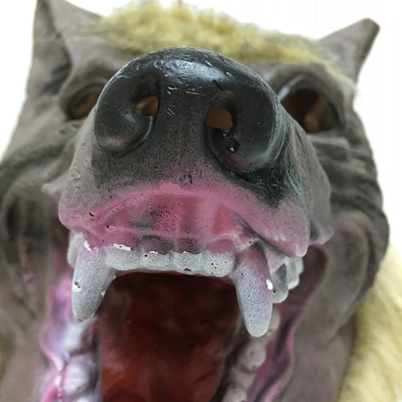 Halloween Latex Rubber Wolf Head Hair Mask Werewolf Gloves Costume Party Scary Decor Masquerade Props