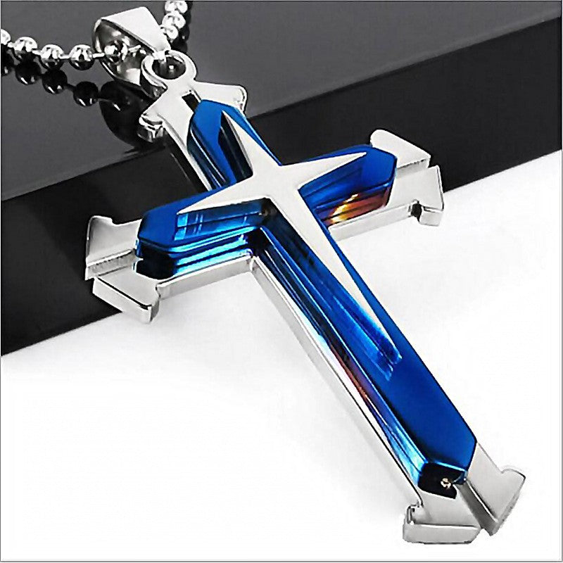 2025 Novo Colar com Pingente Cruz para Homens Simples Legal Zircônia Ouro Preto Corrente de Aço Inoxidável Joia Hip Hop Punk Presente