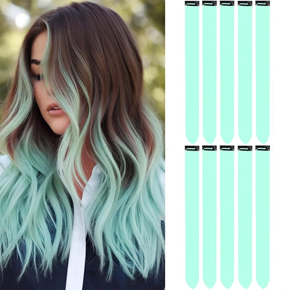 10 peças de tingimento de orelha pendurada, clipes coloridos, extensões de cabelo, perucas sintéticas de fibra química, extensões de cabelo sem marcação