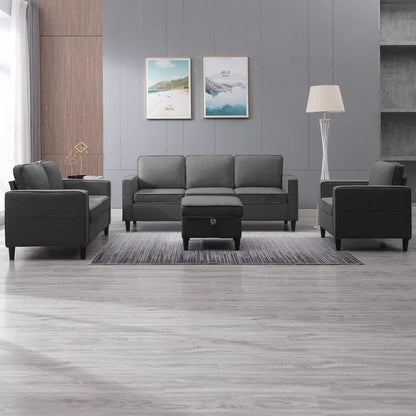 4 Piece Living Room Sofa Sets, Modular Sectional Sofas Couch, Living Room Furniture Sets, 3-Seat Sofa and Loveseat Sets with Ott