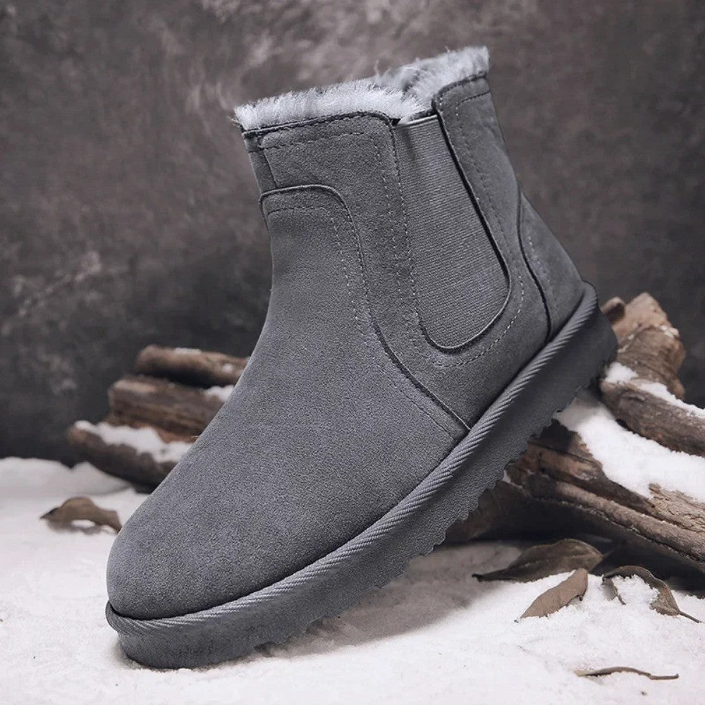 2025 Novas Botas Masculinas de Inverno Quentes de Pelúcia Botas de Couro Casuais de Cano Alto Sapatos de Neve da Moda para o Ar Livre