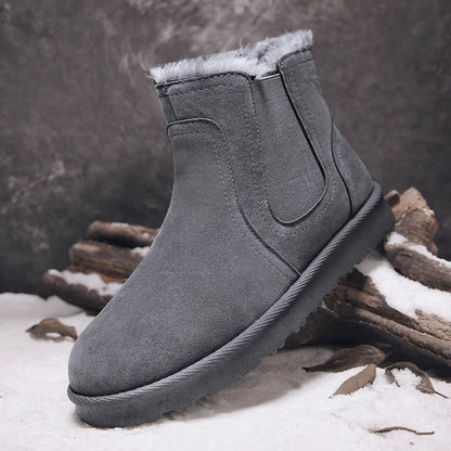 2025 Novas Botas Masculinas de Inverno Quentes de Pelúcia Botas de Couro Casuais de Cano Alto Sapatos de Neve da Moda para o Ar Livre