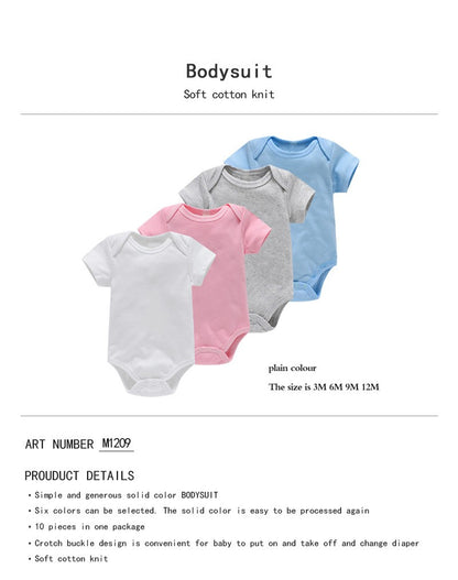 Newborn Baby White Short Sleeve Romper Print Outfit Infant Bodysuit Clothes Gift Customized Your Design Idea Cool DIY Or Logo