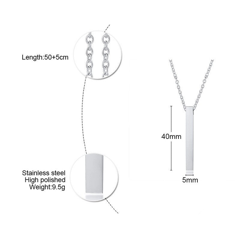 Vnox Colares de Barra Vertical 3D para Homens, Pingente Geométrico de Aço Inoxidável em Camadas, Corrente Cubana de Corda de Trigo em Camadas, Colar Masculino