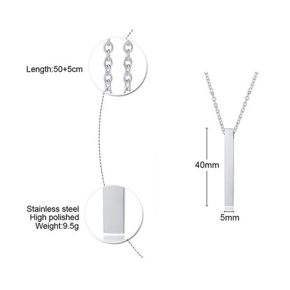 Vnox Colares de Barra Vertical 3D para Homens, Pingente Geométrico de Aço Inoxidável em Camadas, Corrente Cubana de Corda de Trigo em Camadas, Colar Masculino