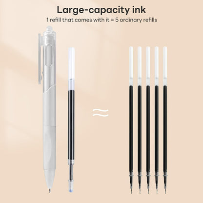 Canetas Gel Retráteis, Pacote com 5, Tinta Preta de Secagem Rápida 0,5mm, Canetas Esferográficas de Escrita Suave para Escola, Escritório e Material de Papelaria