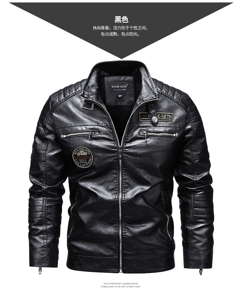 Quality New Male Casual Leather Jackets 7XL Autumn Winter Men Stand Collar Motorcycle Leather Jackets Vintage Leather Coat