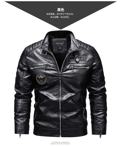 Quality New Male Casual Leather Jackets 7XL Autumn Winter Men Stand Collar Motorcycle Leather Jackets Vintage Leather Coat