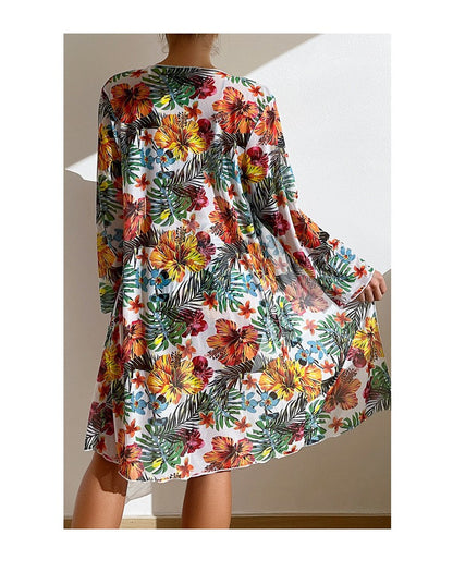 Bohemian Print Sexy Women's Beach Bikinis Three Pieces Bikini Set Cover Up Swimwear High Waisted Bikini Set Women Swimsuit 2025