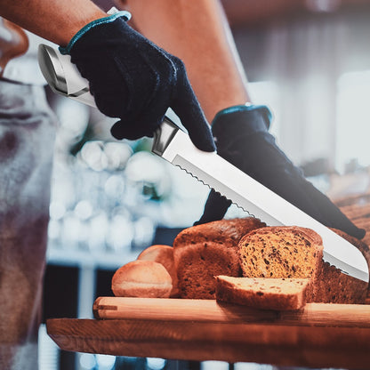 Conjunto de Facas de Cozinha ZENG de Aço Inoxidável com Cabo Oco Faca de Carne Faca de Cozinheiro Tesoura Faca de Pão Descascador de Frutas Suporte de Faca