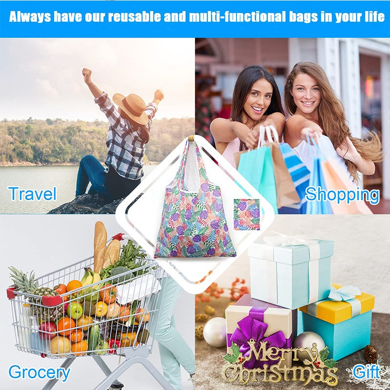 Reusable Shopping Large Bag Foldable Eco Tote With Pouch For Grocery Gym Office Supplies Beach Gear School Toys Storage Bags