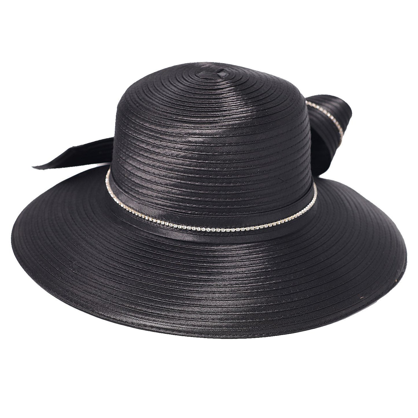 Chapéu Fedora Feminino Elegante Preto Vestido Formal Senhora Igreja Coquetel Chá Festa Chapéus Derby para Mulheres Laço Flor Aba Larga Chapéus Cloche
