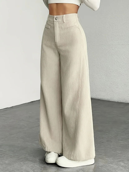 High Waist Striped Wide Leg Pants Commute Versatile Casual Long Trousers New 2025 Women's Fashion Cross-Border Clothing