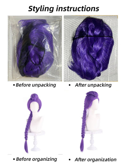 Personagem caçador de demônios KPop, franja reta, cabelo longo, cabelo curto cacheado, peruca sintética | Cosplay de Anime Zoe Rumina