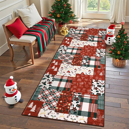 VIKAMA Christmas Atmosphere Rug Stain-Resistant and Durable Bedroom Entrance Mat Bedside Rug Hallway Runner Home Decor