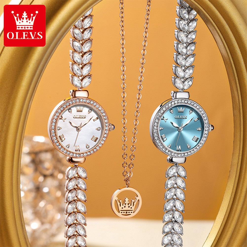 OLEVS 9971 Women Watch Luxury Brand Quartz Watch Fashion Unique Design Diamond Mermaid Bracelet Dress Watch Women Elegant Watch