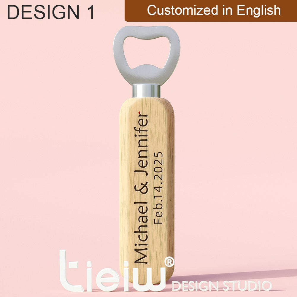 12PCS Custom Wedding Gift Bottle Opener Wedding Favors for Guests Personalized Wooden Opener as Gift for Wedding Decoration