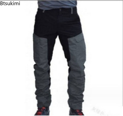2025 Men's Outdoor Sports Casual Cargo Pants Fashion Color Blocking Multi-pockets Work Pants Male Baggy Joggers Pants Streetwear