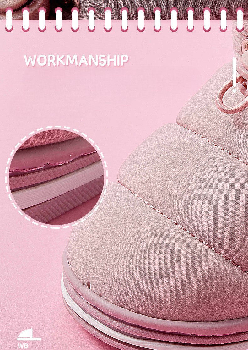 Children's Thick Furry Boots Winter Season Cartoon Warm Shoes Boys Girls Kids Home Cotton Slippers Heel Outdoor Baby Snow Boots