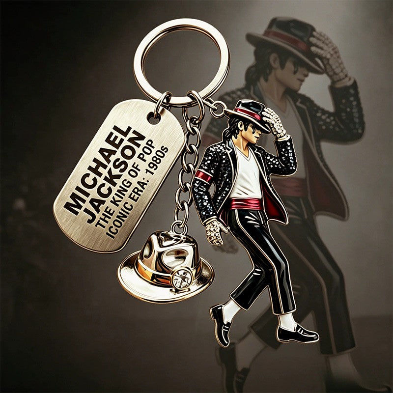 Michael Jackson Keychain Classic Dance King Pendant Key Ring Fashion Singer Key Chain Music Idol Keychain For Home Decoration