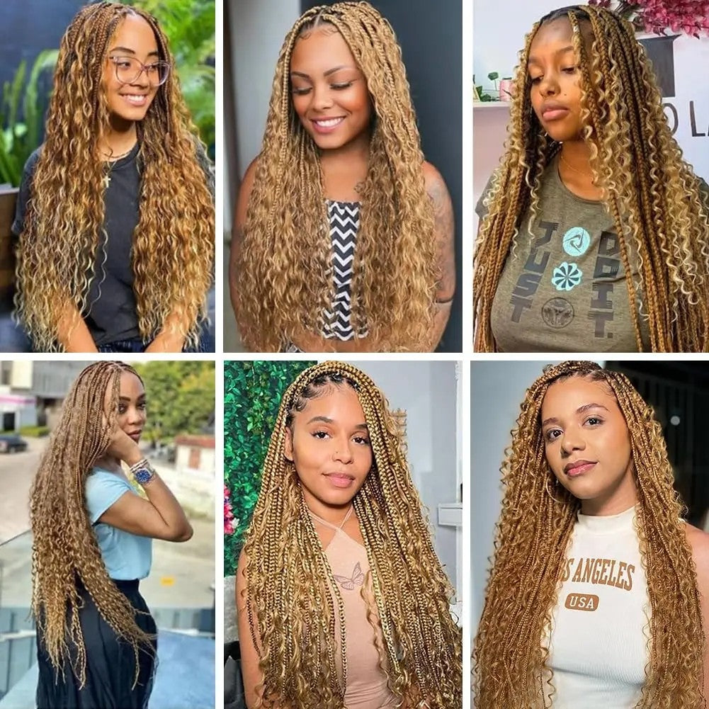Ombre Highlight 427 Cabelo Humano Cacheado Brasileiro Profundo Ondulado Boho Tranças 100% Cabelo Humano Remy Extensões de Cabelo Humano Cru para Trança