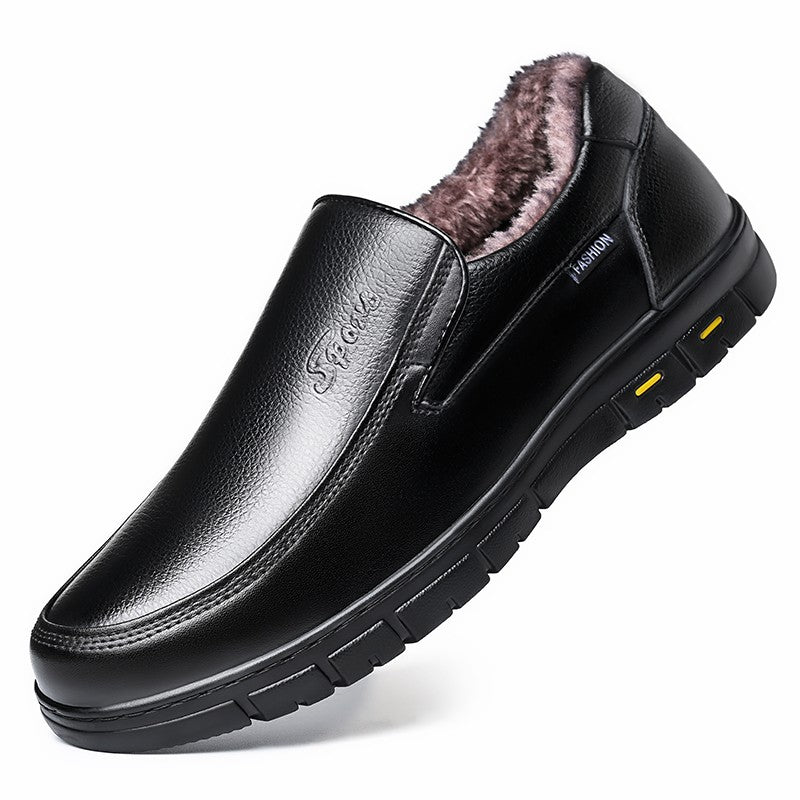 Winter Warm Men Casual Shoes Genuine Leather Breathable Man Loafers High Quality Mens Formal Dress Shoes Slip on Driving Shoes