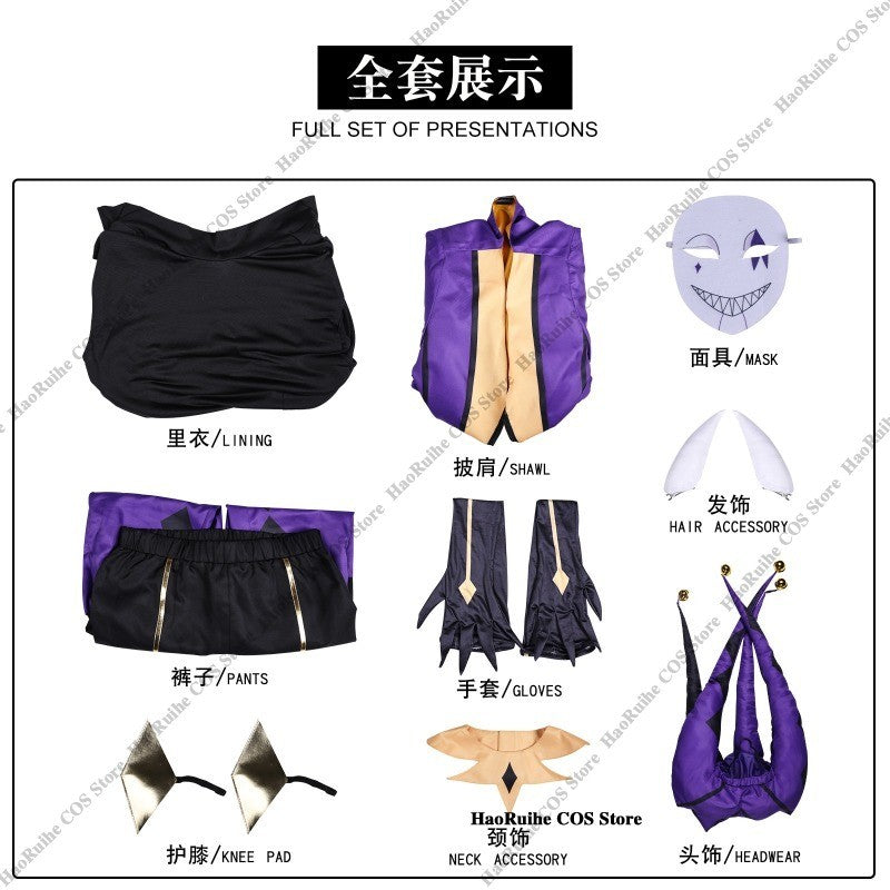 Hot The Freak Circus Pierrot Jester Harlequin Cosplay Costume Adult Clown Top Pant Wigs Joker Uniform Halloween Costume Carnival